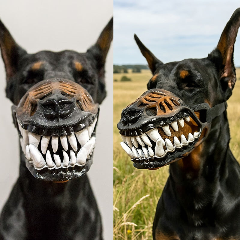 Dinosaur Dog Mask with Moving Teeth, Latex Funny Pet Hood for Halloween Cosplay & Photo Props