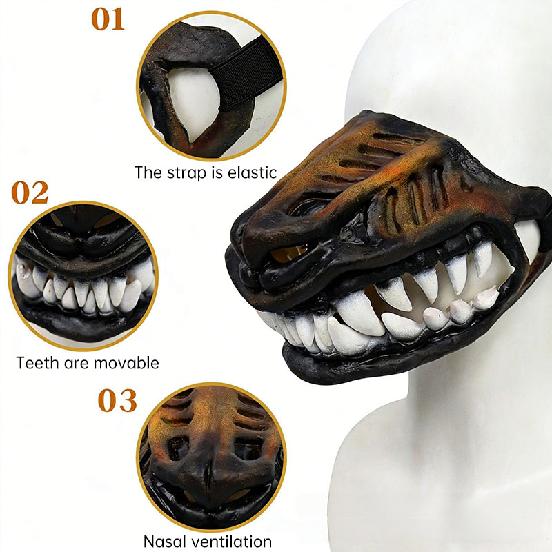 Dinosaur Dog Mask with Moving Teeth, Latex Funny Pet Hood for Halloween Cosplay & Photo Props