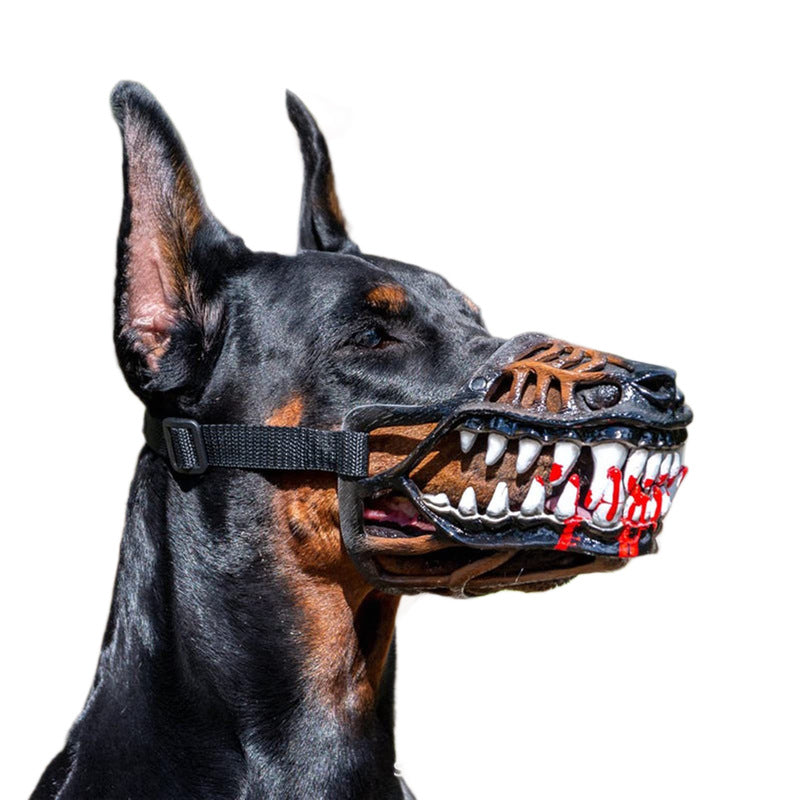 Dinosaur Dog Mask with Moving Teeth, Latex Funny Pet Hood for Halloween Cosplay & Photo Props