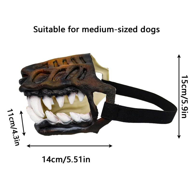 Dinosaur Dog Mask with Moving Teeth, Latex Funny Pet Hood for Halloween Cosplay & Photo Props