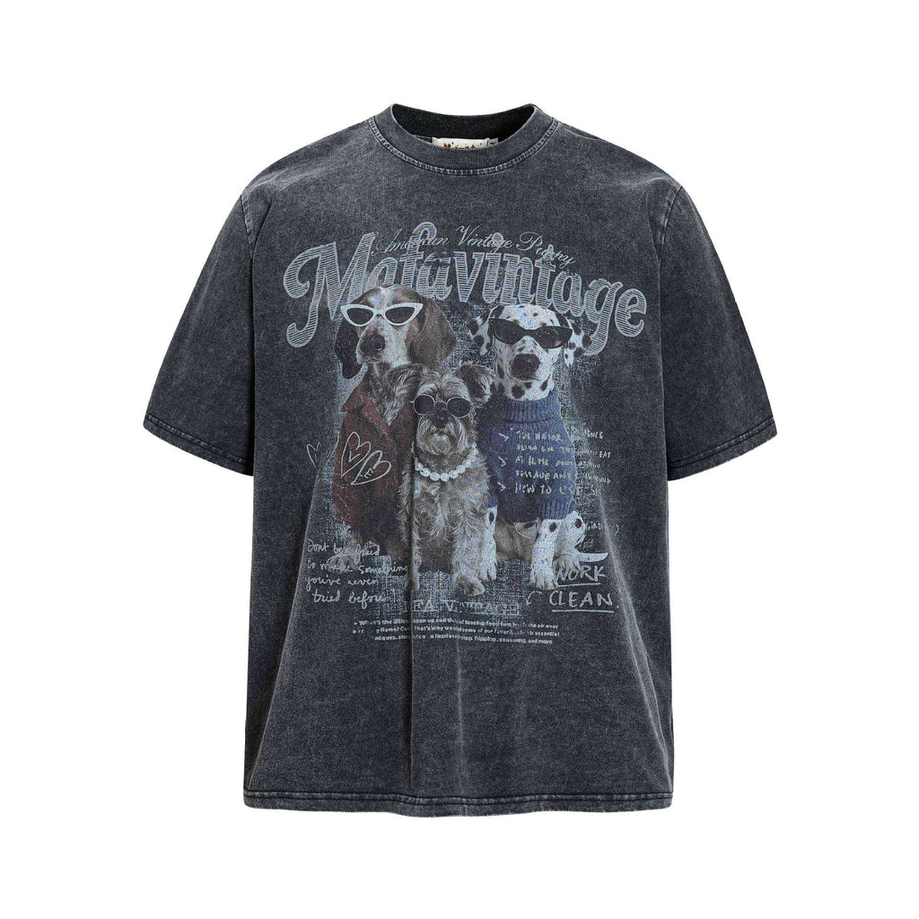 Sunglasses dog print short sleeves