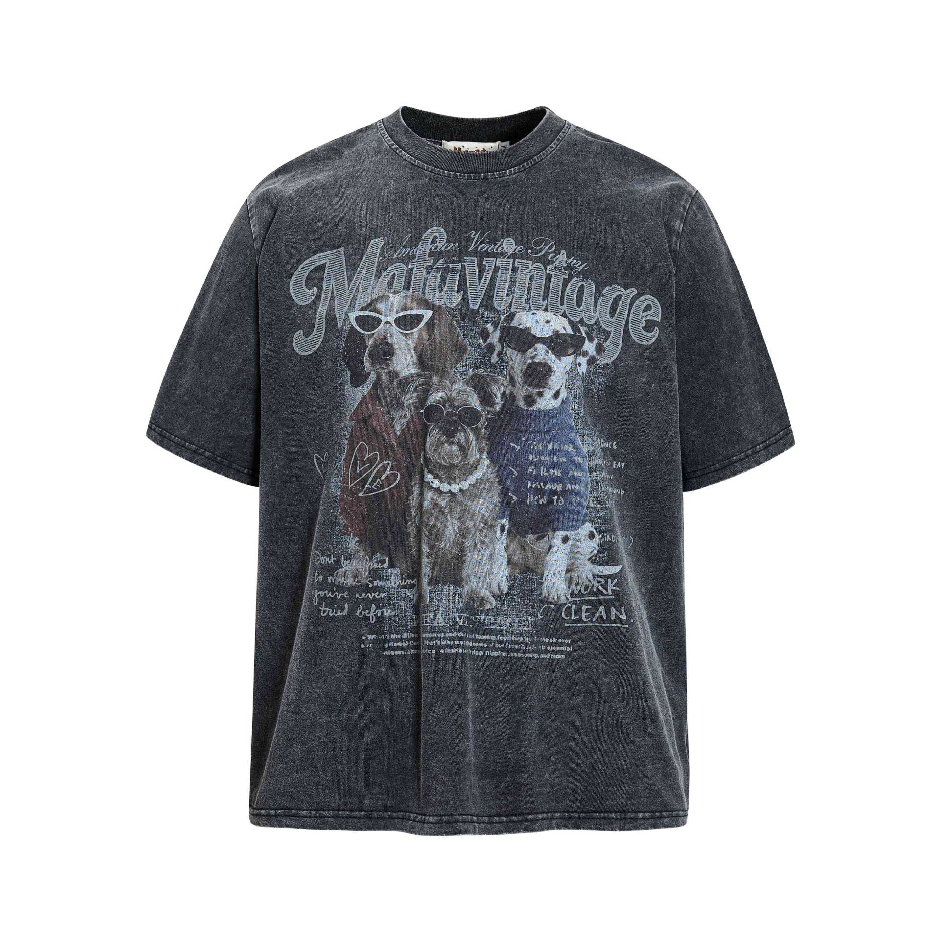 Sunglasses dog print short sleeves