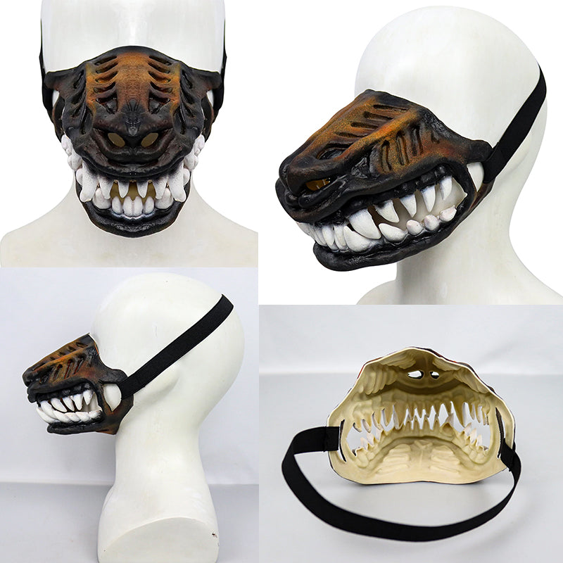 Dinosaur Dog Mask with Moving Teeth, Latex Funny Pet Hood for Halloween Cosplay & Photo Props